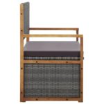 Banc de rangement 115 cm Résine tressée et bois d'acacia Gris – Image 3