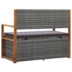 Banc de rangement 115 cm Résine tressée et bois d'acacia Gris – Image 4
