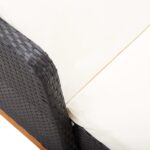 Chaise longue Résine tressée et bois d'acacia massif Noir – Image 6