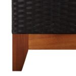 Chaise longue Résine tressée et bois d'acacia massif Noir – Image 7