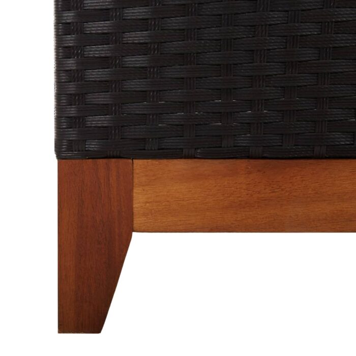 Chaise longue Résine tressée et bois d'acacia massif Noir – Image 7