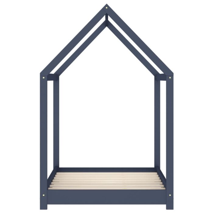 Cadre de lit d'enfant Gris Bois de pin massif 70x140 cm – Image 3