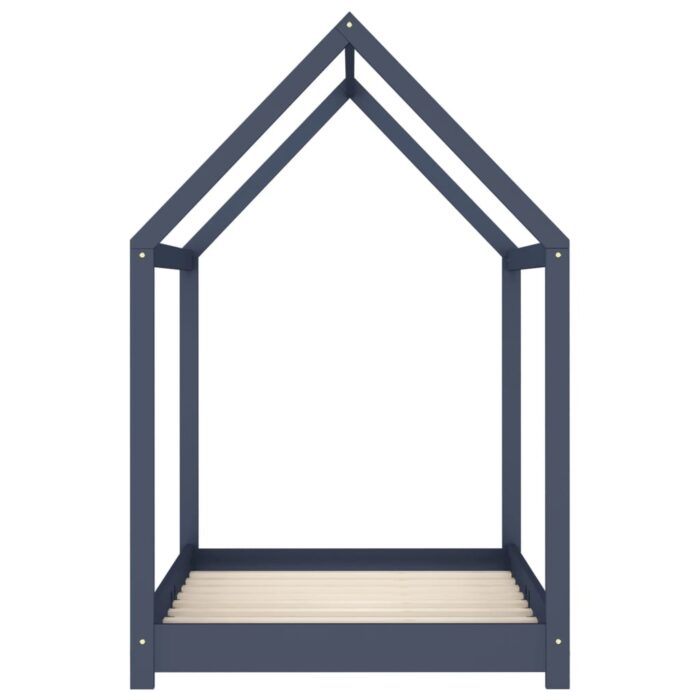 Cadre de lit d'enfant Gris Bois de pin massif 80x160 cm – Image 3