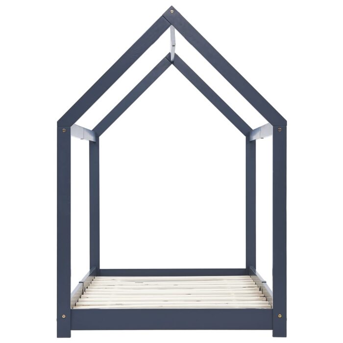 Cadre de lit d'enfant Gris  Bois de pin massif 90 x 200 cm – Image 3