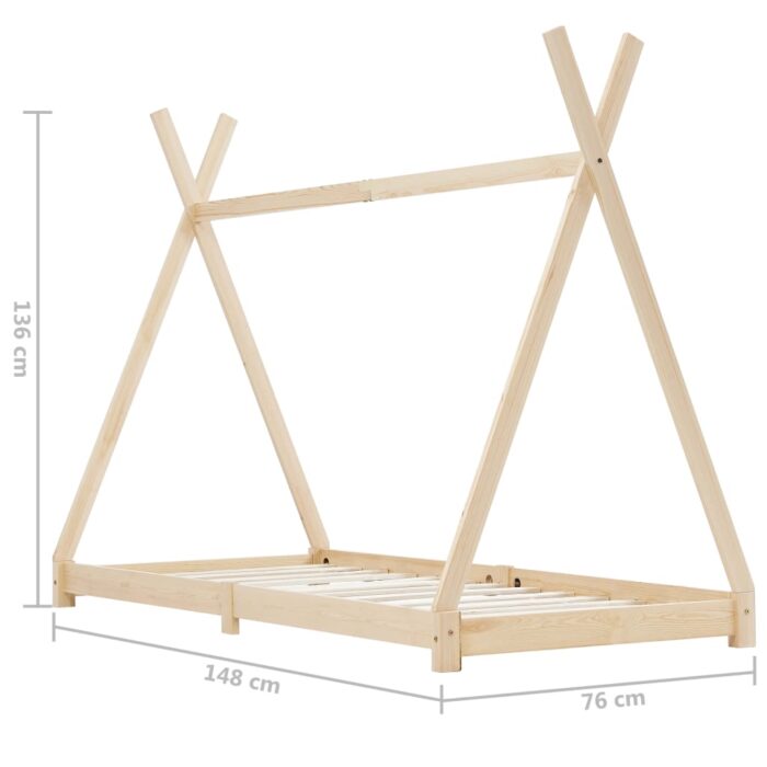 Cadre de lit d'enfant Bois de pin massif 70x140 cm – Image 6