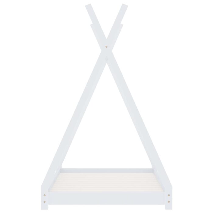Cadre de lit d'enfant Blanc Bois de pin massif 70x140 cm – Image 3