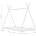 Cadre de lit d'enfant Blanc Bois de pin massif 70x140 cm – Image 6