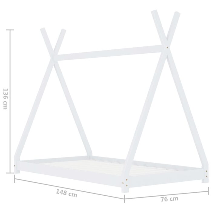 Cadre de lit d'enfant Blanc Bois de pin massif 70x140 cm – Image 6