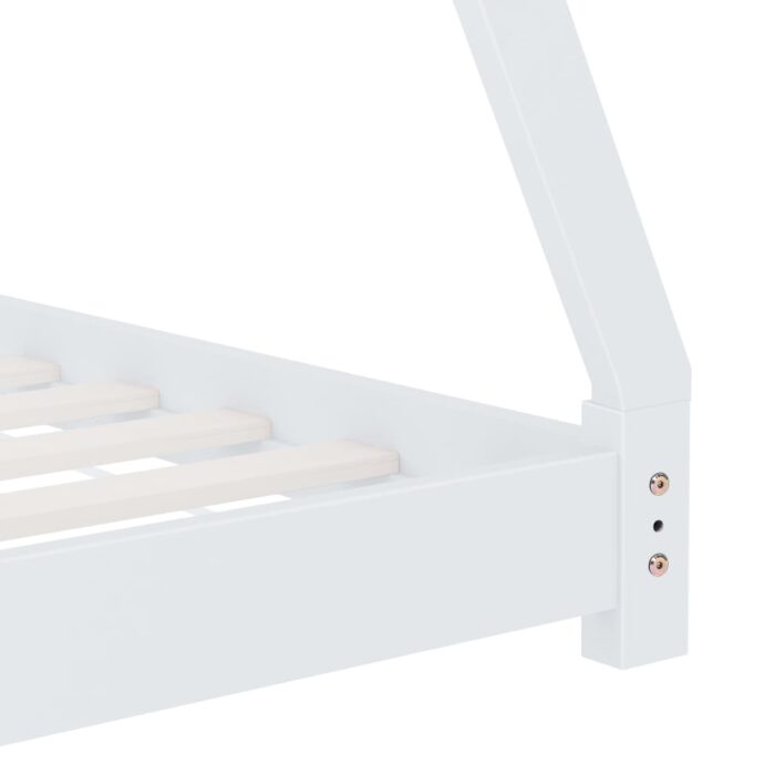 Cadre de lit d'enfant Blanc Bois de pin massif 80x160 cm – Image 5