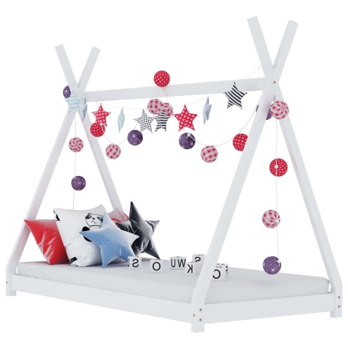 Cadre de lit d'enfant Blanc Bois de pin massif 90 x 200 cm – Image 1