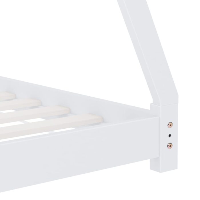 Cadre de lit d'enfant Blanc Bois de pin massif 90 x 200 cm – Image 5