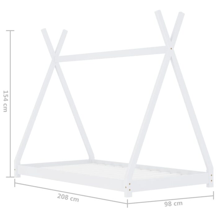 Cadre de lit d'enfant Blanc Bois de pin massif 90 x 200 cm – Image 6