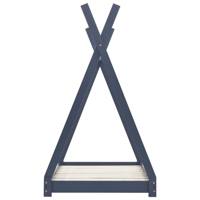Cadre de lit d'enfant Gris Bois de pin massif 70x140 cm – Image 3