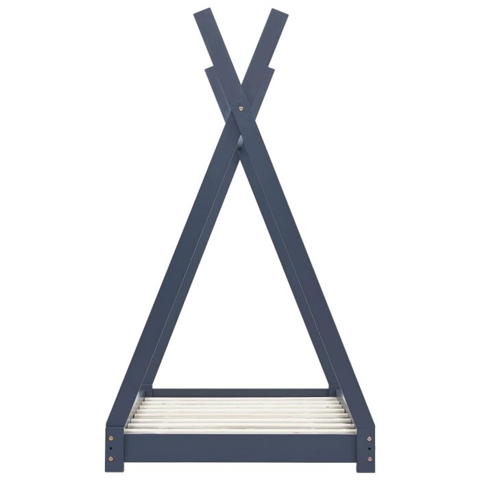 Cadre de lit d'enfant Gris  Bois de pin massif 90 x 200 cm – Image 3