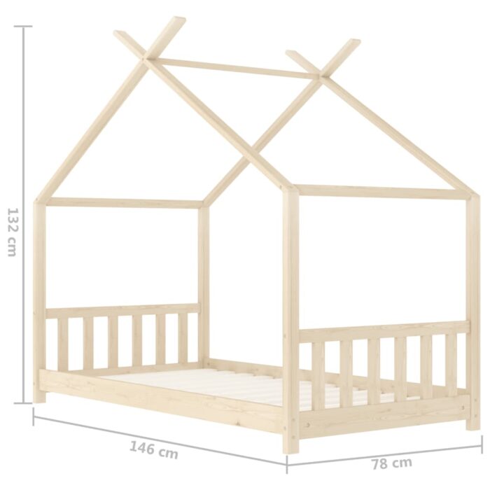 Cadre de lit d'enfant Bois de pin massif 70x140 cm – Image 7