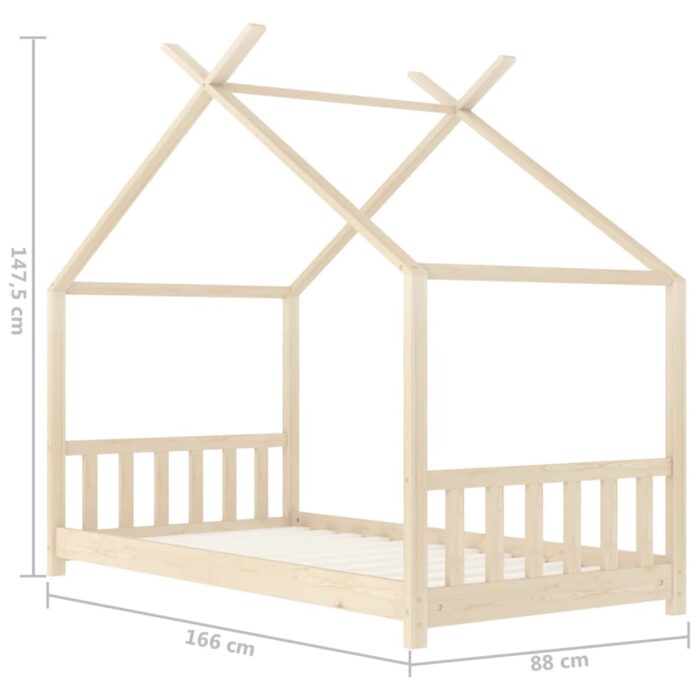 Cadre de lit d'enfant Bois de pin massif 80x160 cm – Image 7