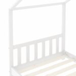 Cadre de lit d'enfant Blanc Bois de pin massif 70x140 cm – Image 4