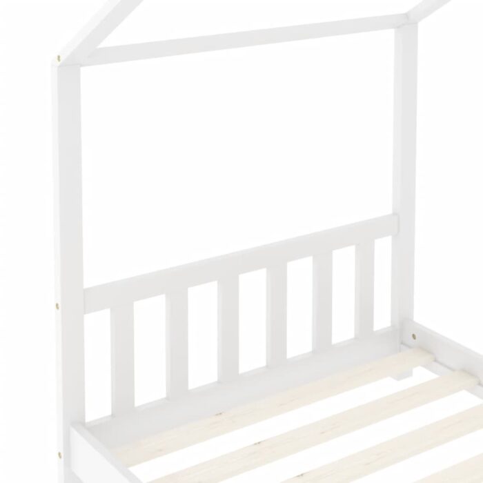 Cadre de lit d'enfant Blanc Bois de pin massif 70x140 cm – Image 4