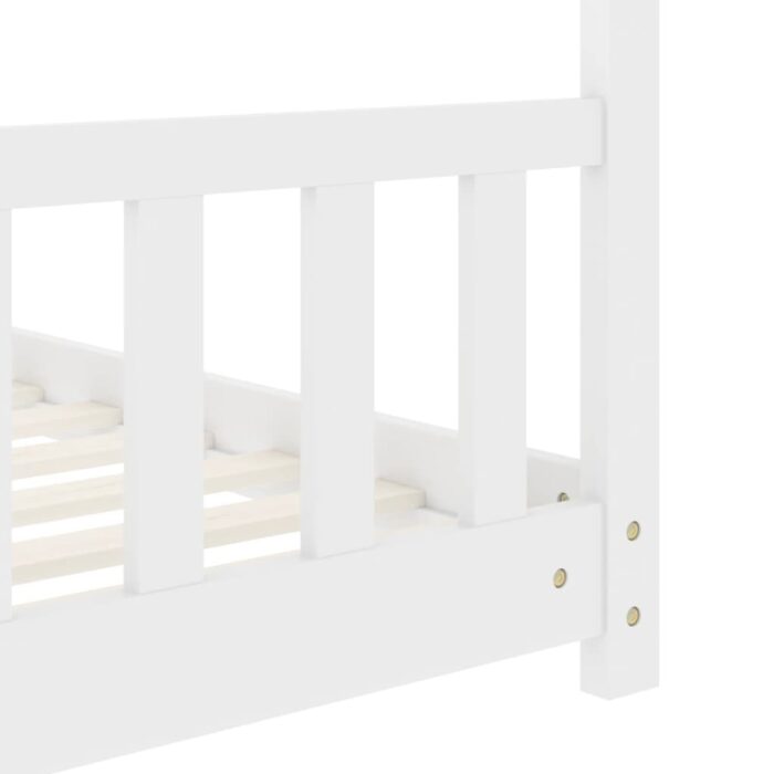 Cadre de lit d'enfant Blanc Bois de pin massif 70x140 cm – Image 5