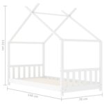 Cadre de lit d'enfant Blanc Bois de pin massif 70x140 cm – Image 7