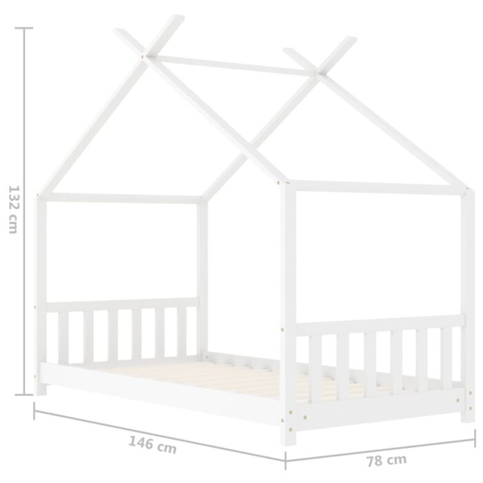 Cadre de lit d'enfant Blanc Bois de pin massif 70x140 cm – Image 7