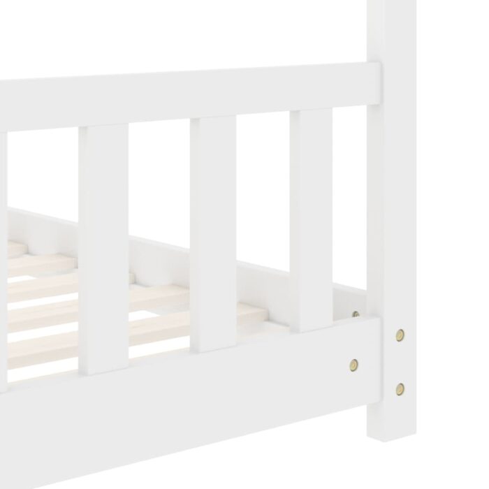 Cadre de lit d'enfant Blanc Bois de pin massif 80x160 cm – Image 5