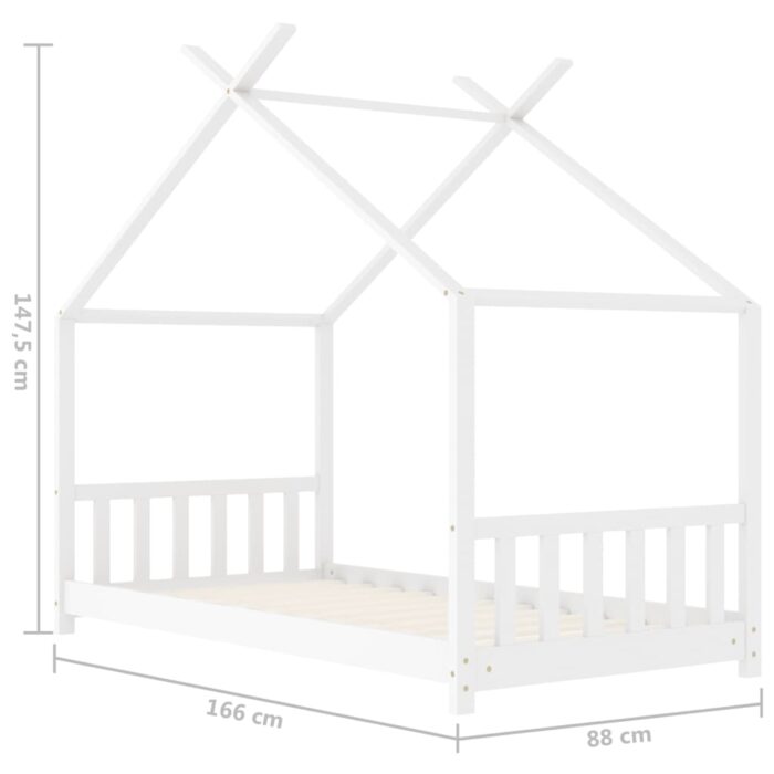 Cadre de lit d'enfant Blanc Bois de pin massif 80x160 cm – Image 7