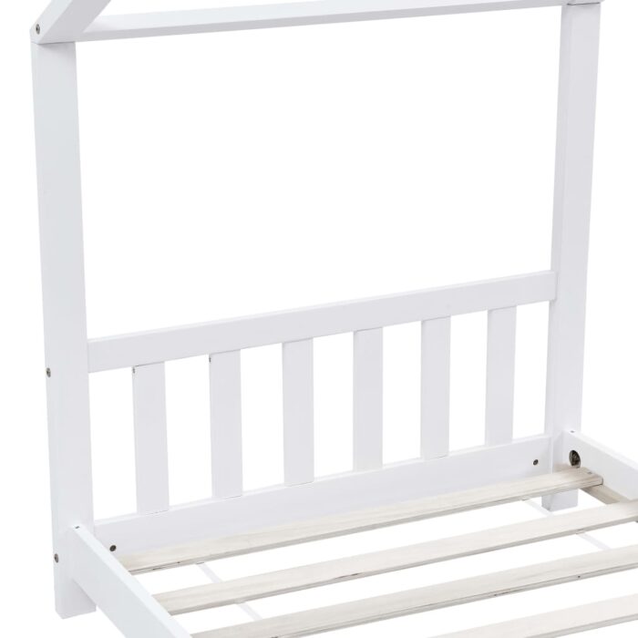 Cadre de lit d'enfant Blanc Bois de pin massif 90 x 200 cm – Image 4