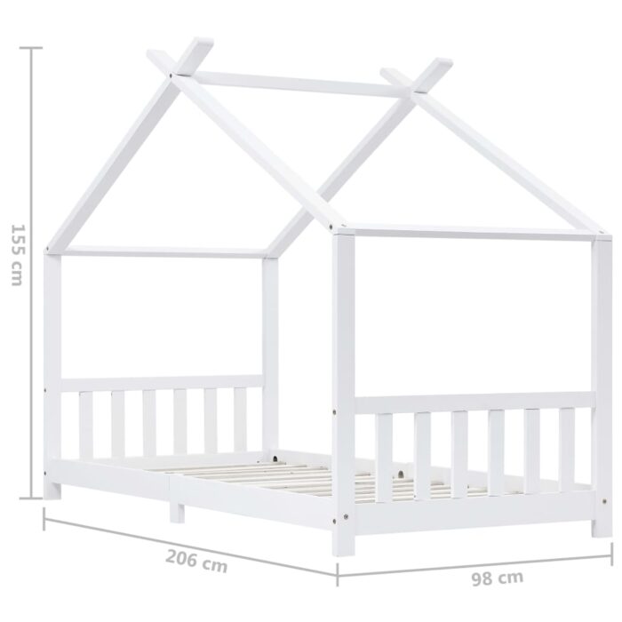 Cadre de lit d'enfant Blanc Bois de pin massif 90 x 200 cm – Image 7