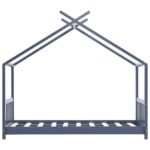 Cadre de lit d'enfant Gris Bois de pin massif 70x140 cm – Image 2