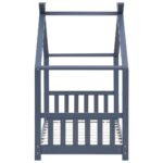 Cadre de lit d'enfant Gris Bois de pin massif 70x140 cm – Image 3