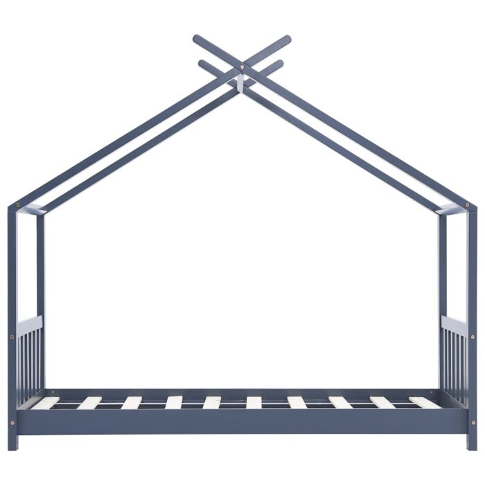 Cadre de lit d'enfant Gris Bois de pin massif 80x160 cm – Image 2