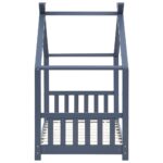 Cadre de lit d'enfant Gris Bois de pin massif 80x160 cm – Image 3