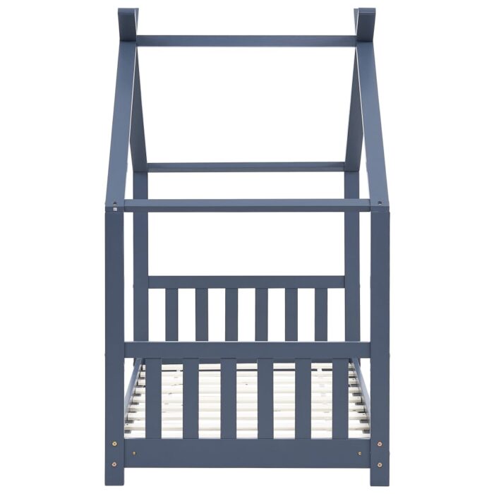 Cadre de lit d'enfant Gris Bois de pin massif 80x160 cm – Image 3