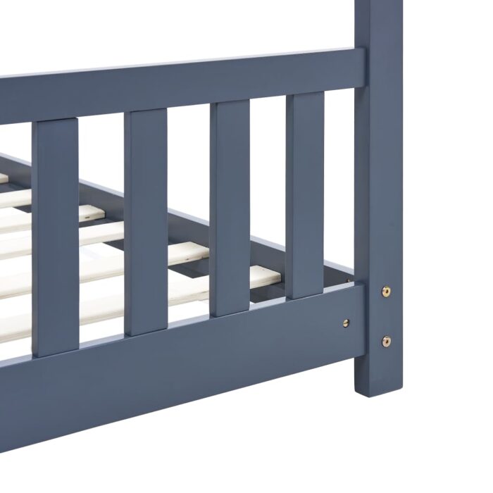 Cadre de lit d'enfant Gris Bois de pin massif 80x160 cm – Image 5