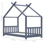 Cadre de lit d'enfant Gris Bois de pin massif 80x160 cm – Image 7