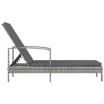 Chaise longue avec accoudoirs Résine tressée Gris – Image 2