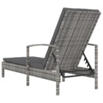 Chaise longue avec accoudoirs Résine tressée Gris – Image 4