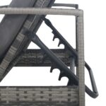 Chaise longue avec accoudoirs Résine tressée Gris – Image 5