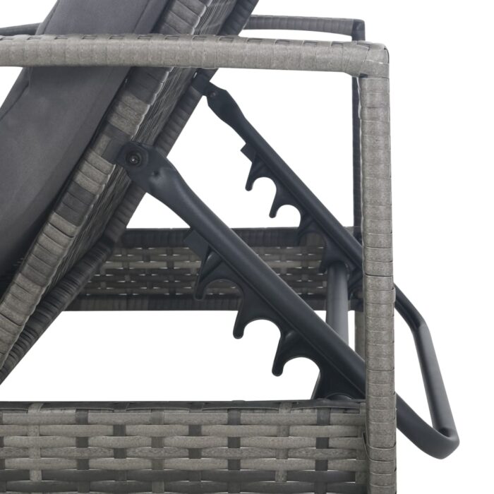 Chaise longue avec accoudoirs Résine tressée Gris – Image 5