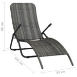 Chaise longue pliable Résine tressée Gris – Image 6