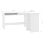 Bureau d'angle en forme de L Blanc 120x140x75 cm – Image 4