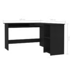 Bureau d'angle en forme de L Noir 120x140x75cm bois ingénierie – Image 4
