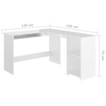Bureau d'angle en forme de L Blanc brillant Bois d'ingénierie – Image 4