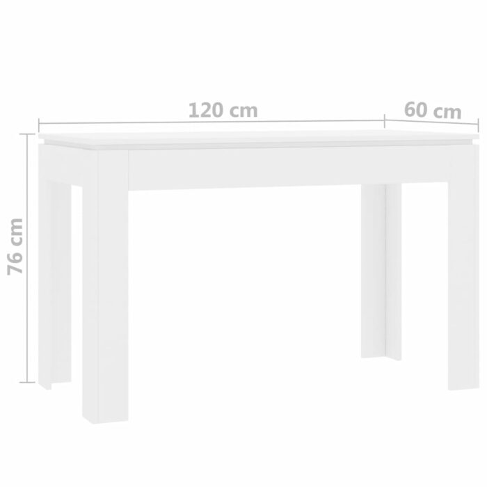 Table de salle à manger Blanc 120x60x76 cm Bois d'ingénierie – Image 4