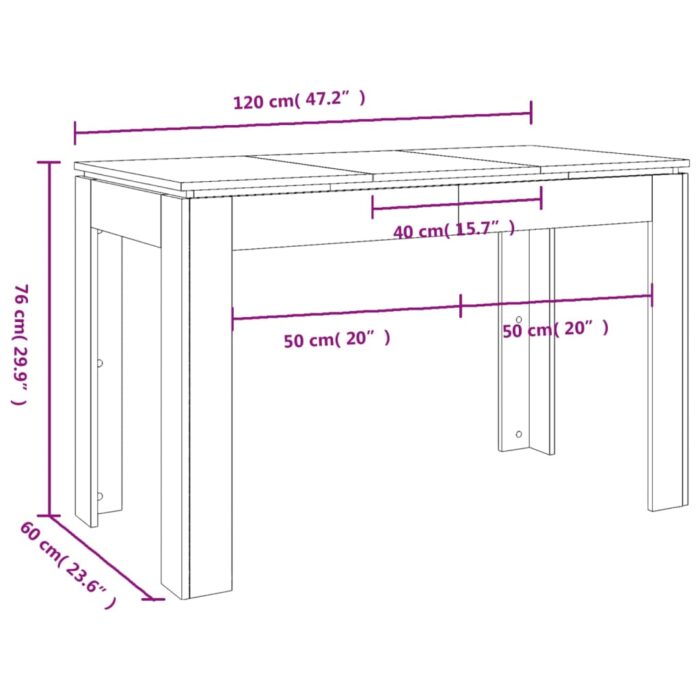 Table de salle à manger Blanc 120x60x76 cm Bois d'ingénierie – Image 5