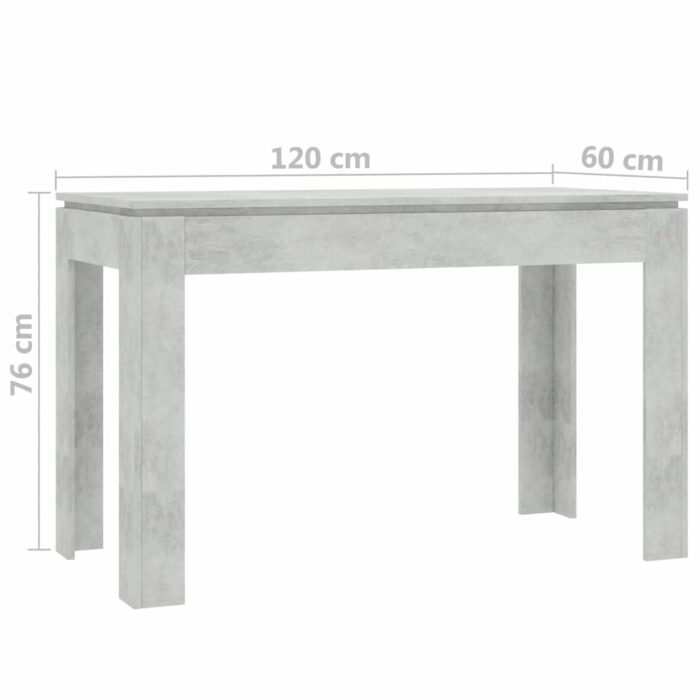Table à manger Gris béton 120x60x76 cm Bois d'ingénierie – Image 4