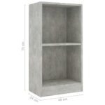 Bibliothèque gris béton 40x24x75 cm bois d'ingénierie – Image 4