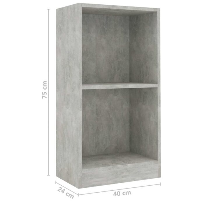 Bibliothèque gris béton 40x24x75 cm bois d'ingénierie – Image 4