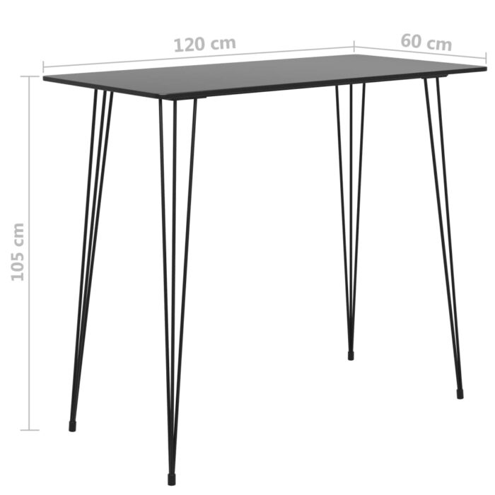 Table de bar Noir 120x60x105 cm – Image 4